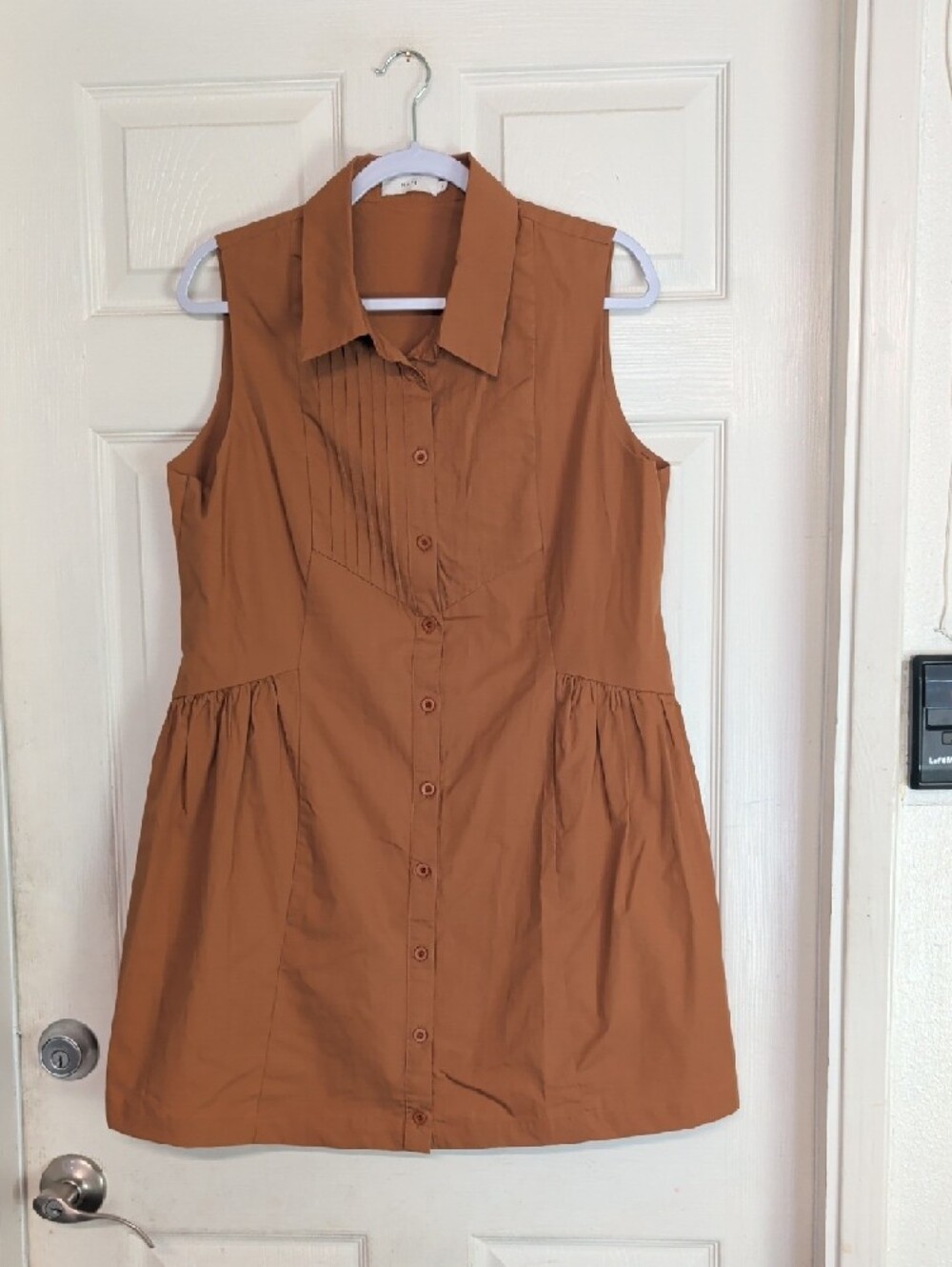 Maye Dress Burnt Orange Sleeveless Button Front